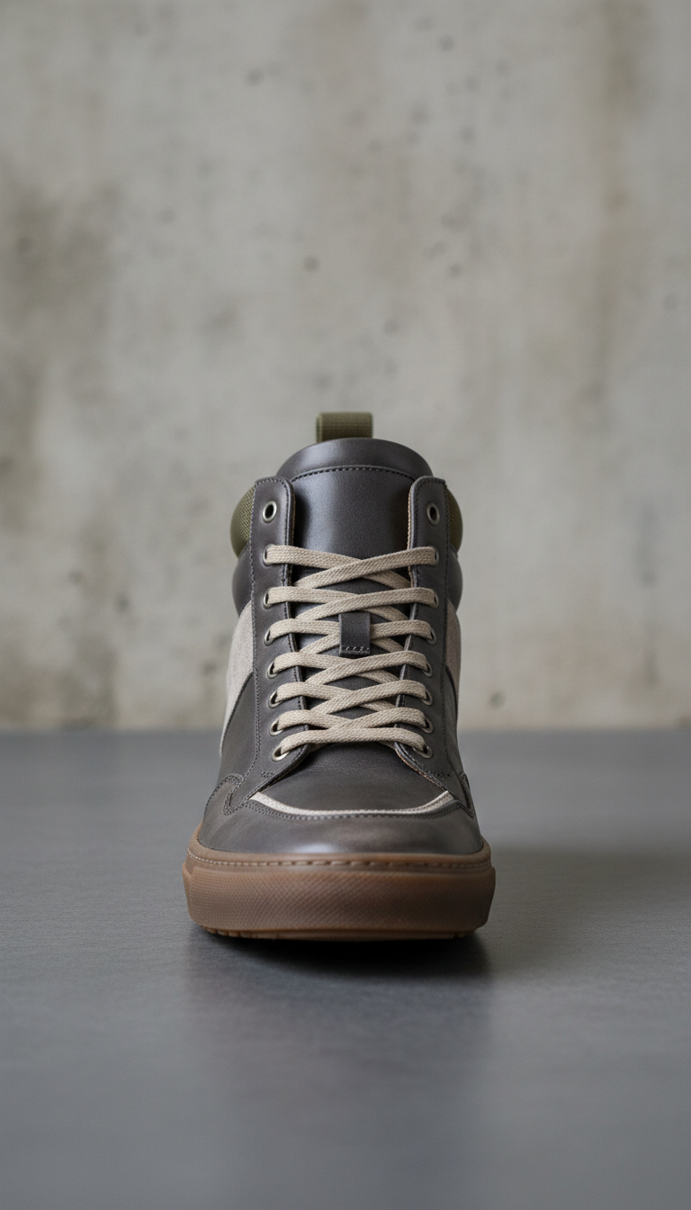 Italian leather high-top sneaker