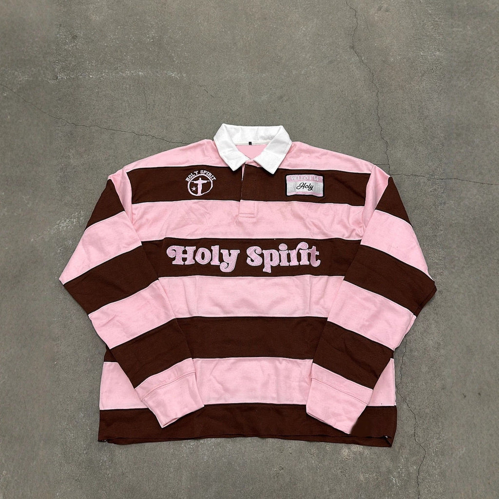Retro Striped T-shirt With Letter Embroidery Top