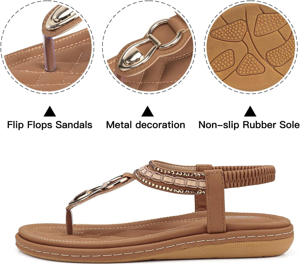 Flat Sandals for Women Dressy: Comfortable Thong Slip on Sandal
