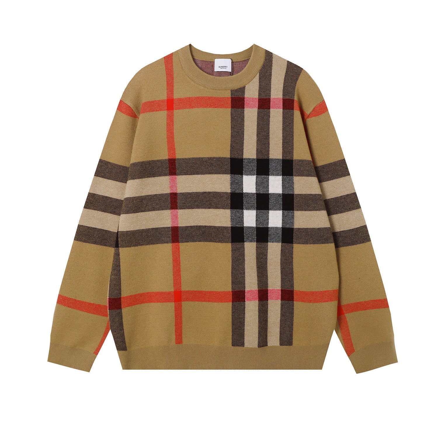BURBERRY Check Technical Cotton Sweater In Archive Beige