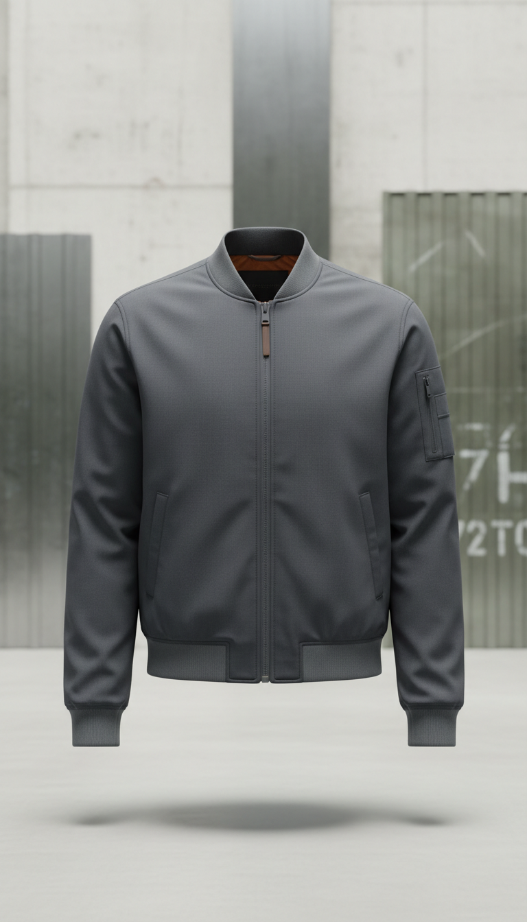 Technical fabric bomber jacket