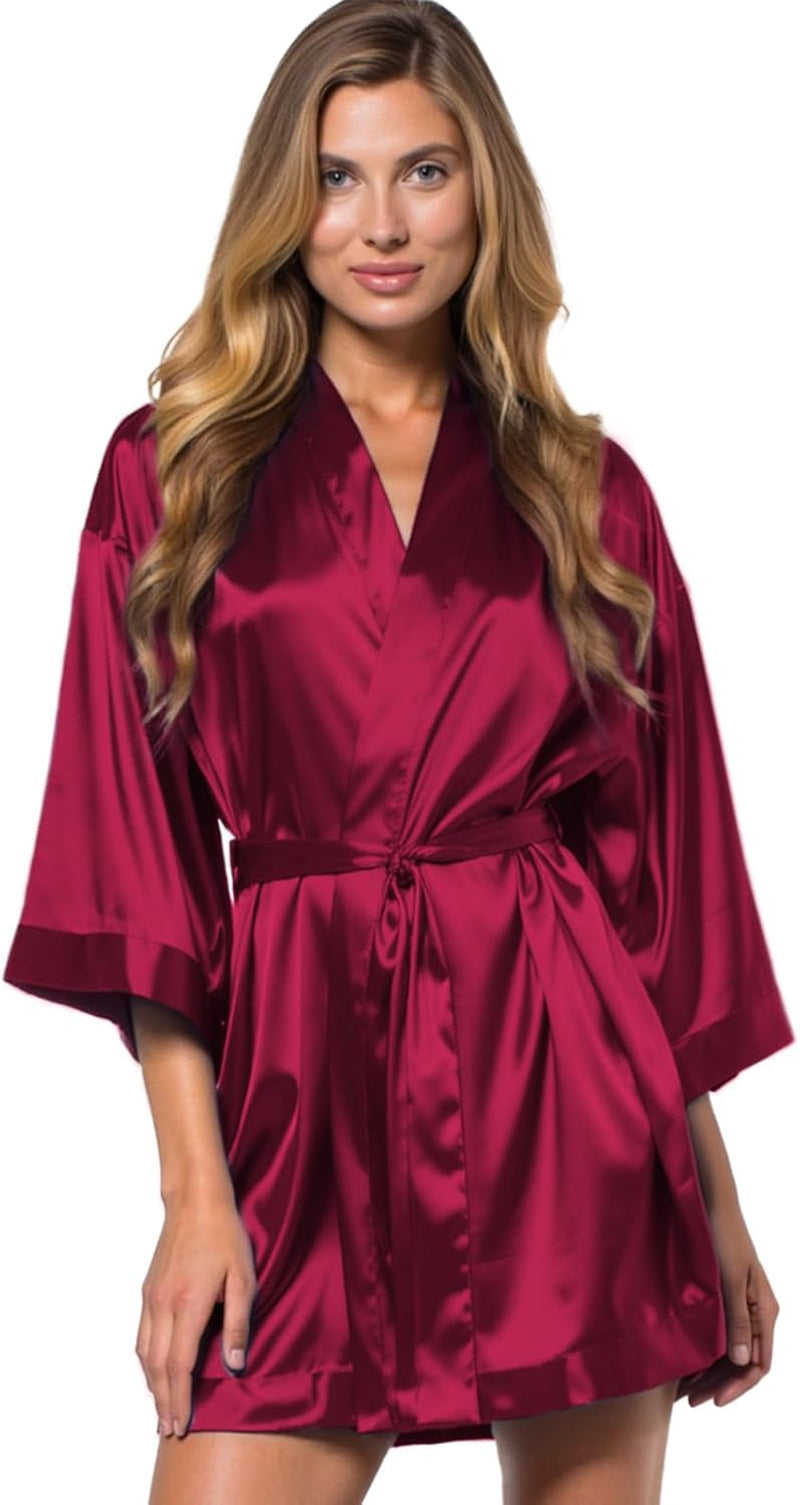 Women'S Silky Satin Kimono Robes for Bridesmaids, Bride, Short Loungewear, Lingerie Dressing Gown Silk like VS Robe