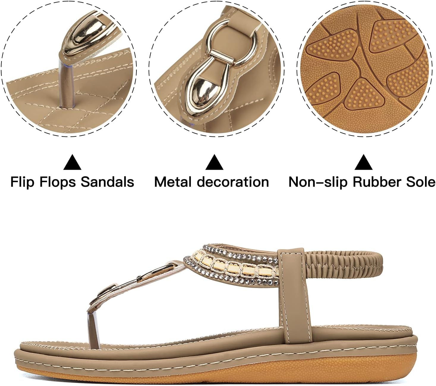 Flat Sandals for Women Dressy: Comfortable Thong Slip on Sandal