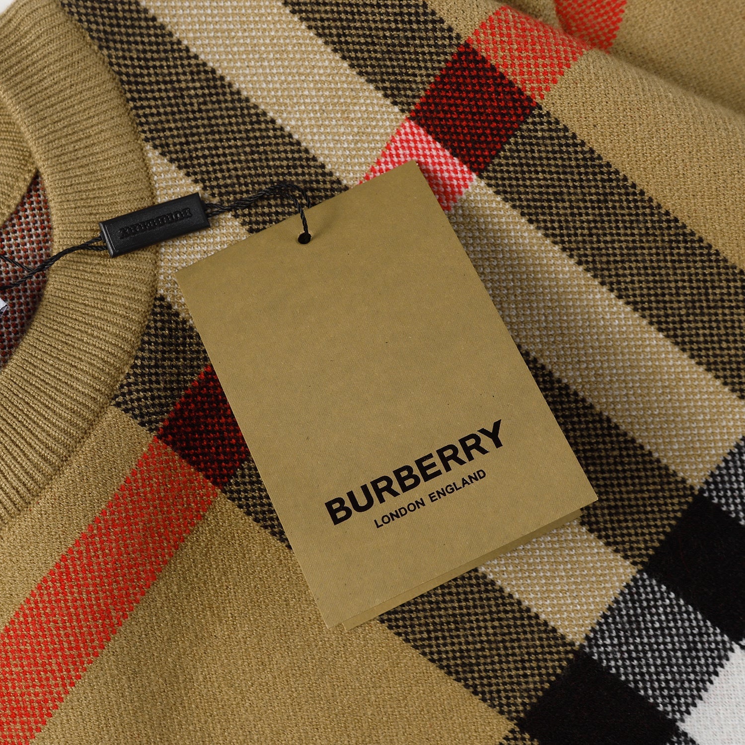BURBERRY Check Technical Cotton Sweater In Archive Beige