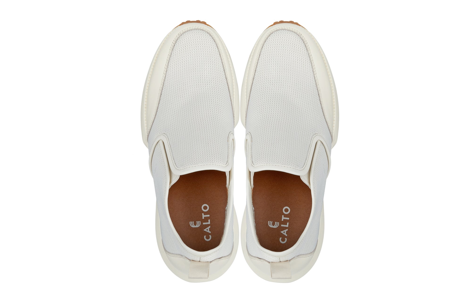 CALTO - J1434  - 3.3 Inches Taller (Off-White) - Casual Chunky Sole Sneaker Loafers