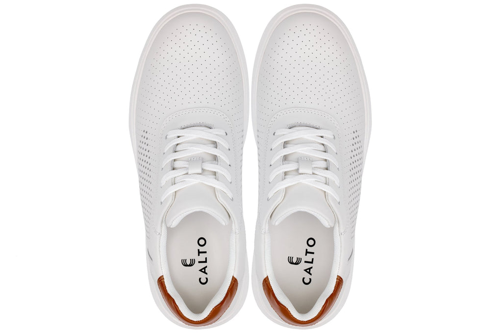 CALTO - J1581  - 2.6 Inches Taller (White) - Lightweight Casual Walkers