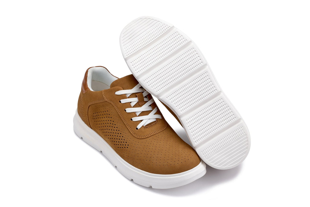 CALTO - J1583  - 2.6 Inches Taller (Brown) - Lightweight Casual Walkers