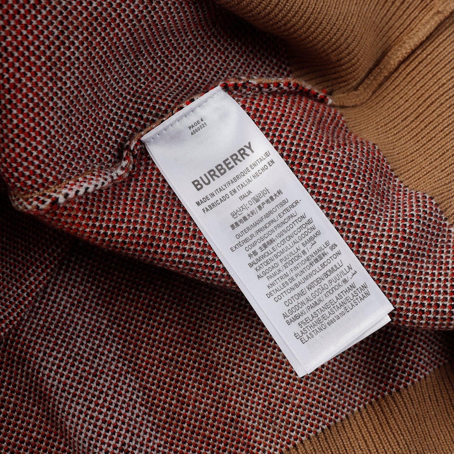 BURBERRY Check Technical Cotton Sweater In Archive Beige