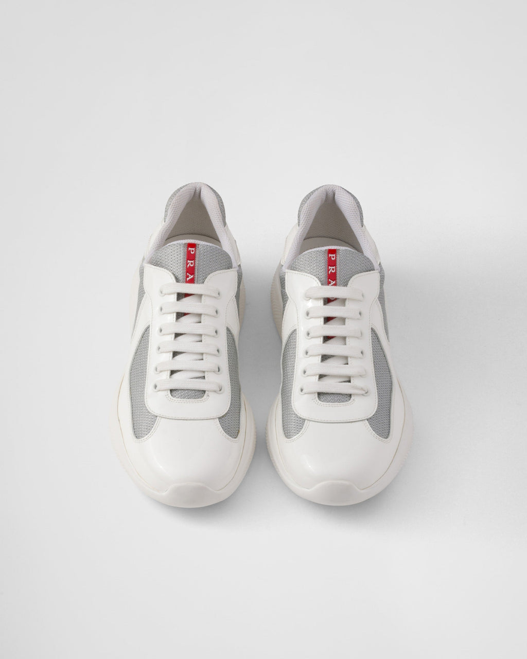 Patent leather and technical fabric Prada America's Cup sneakers 'Grey'