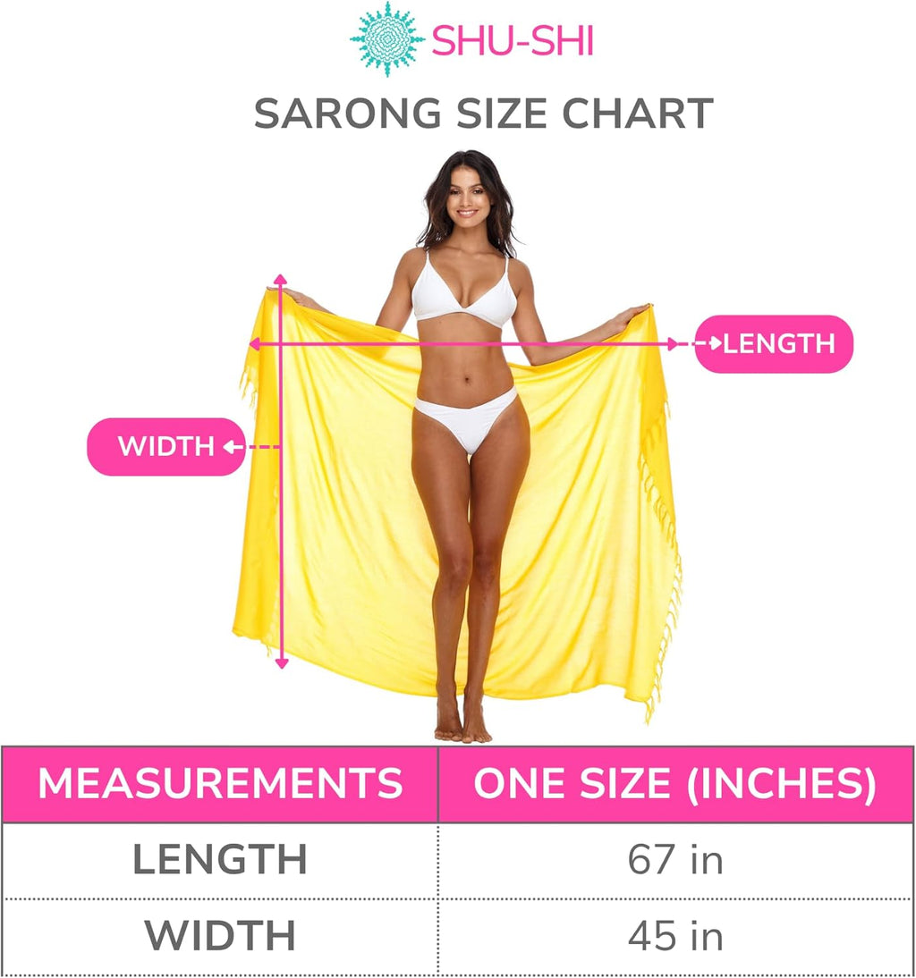 Sarong Wraps for Women Long Beach Sarong Pareo Wrap Skirt with Coconut Clip, One Size