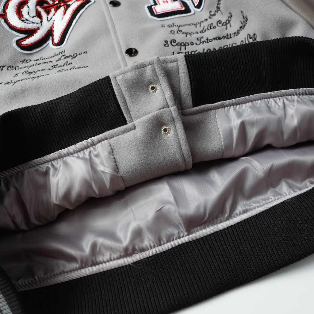AC Milan Off-White Gray Varsity Wool Jacket