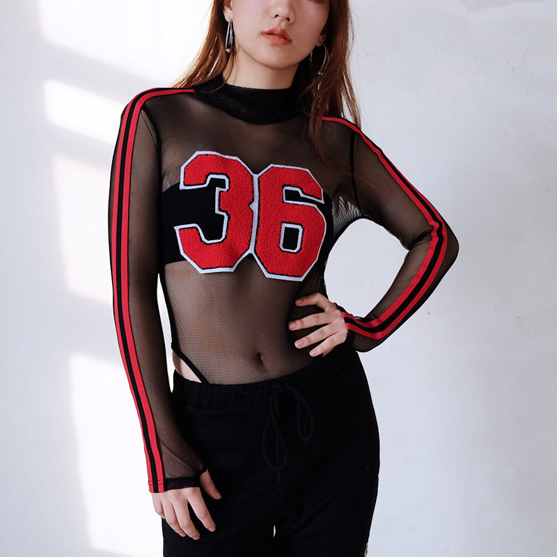 Girls Sheer Mesh Bodysuit Top | Sexy Layering Shirt - # GIAA23510051