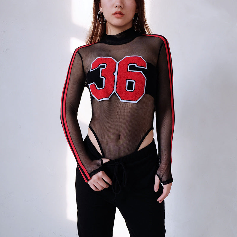 Girls Sheer Mesh Bodysuit Top | Sexy Layering Shirt - # GIAA23510051