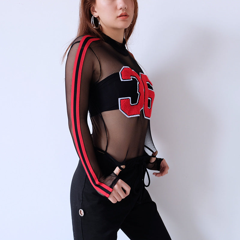 Girls Sheer Mesh Bodysuit Top | Sexy Layering Shirt - # GIAA23510051